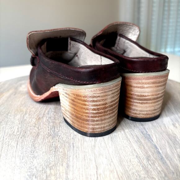 Freebird by Steven Collins Clogs Wine Multi Red Leather Croc Embossed Heels Sz 7 - Picture 8 of 11